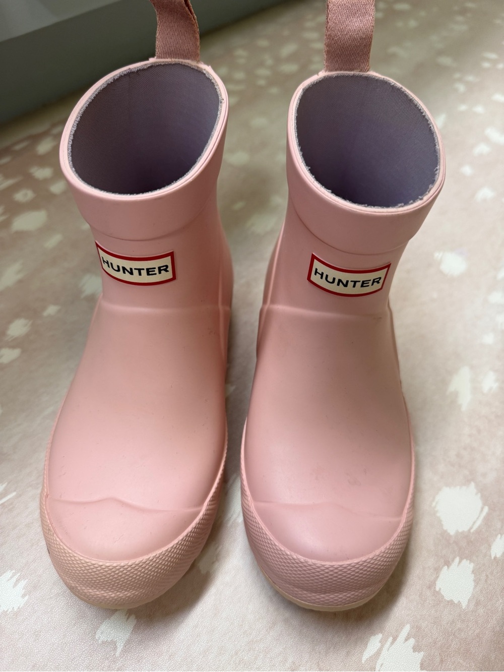 Hunter Kids Play Waterproof Short Rain Boots with Pull Tabs Azalea Pink